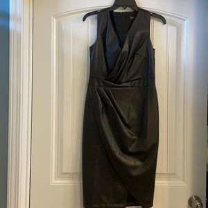 Black fake leather sheath dress